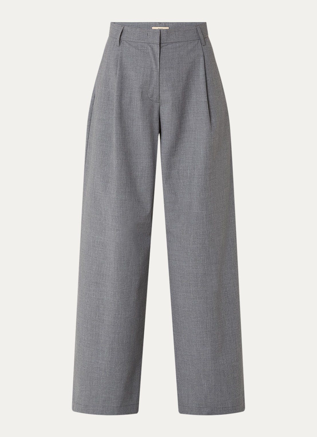Sessùn Provenco high waist wide fit pantalon met steekzakken - voorkant 3 grijsmele