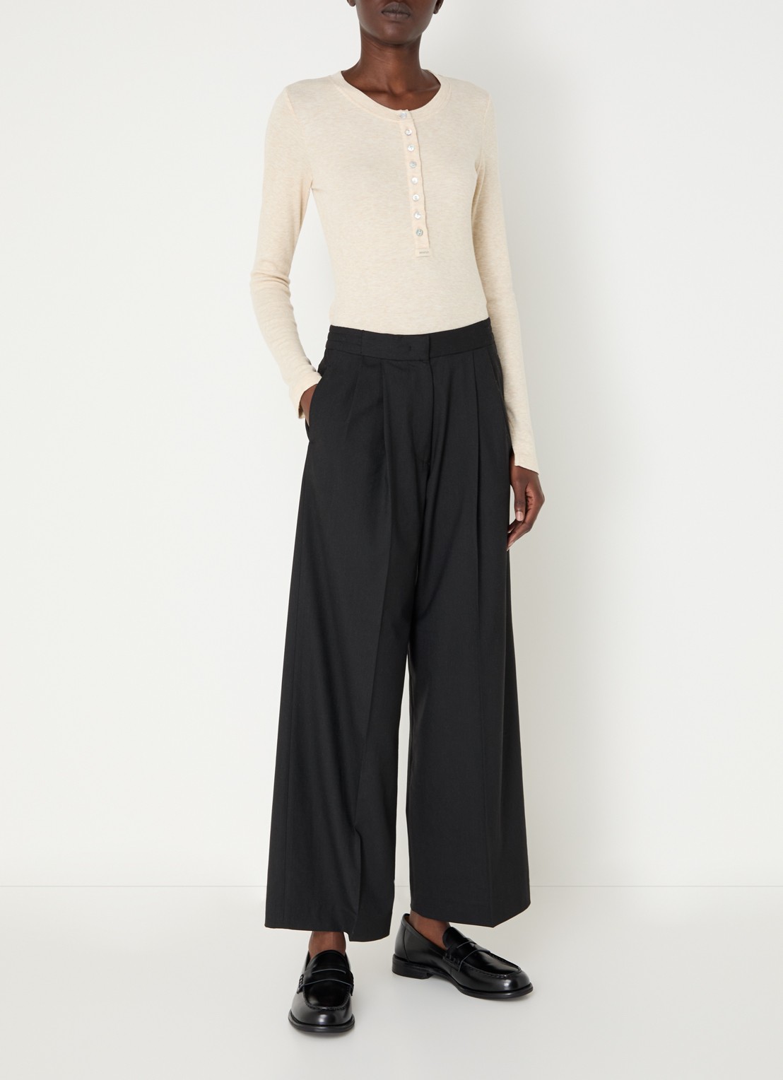 Sessùn Rafter long sleeve in linnenblend - voorkant 3 creme