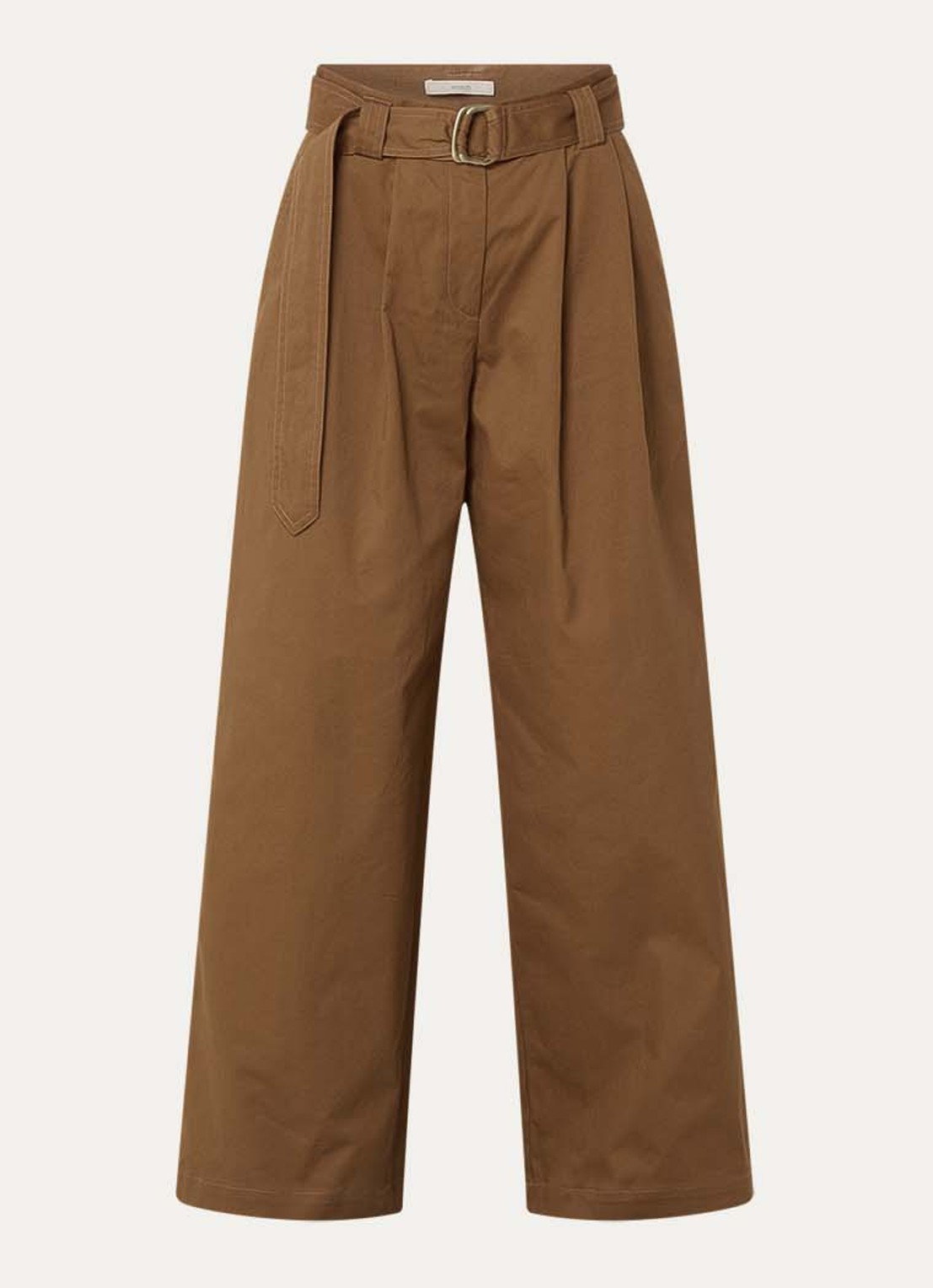 Sessùn Riva high waist wide fit pantalon met ceintuur - voorkant 2 cognac