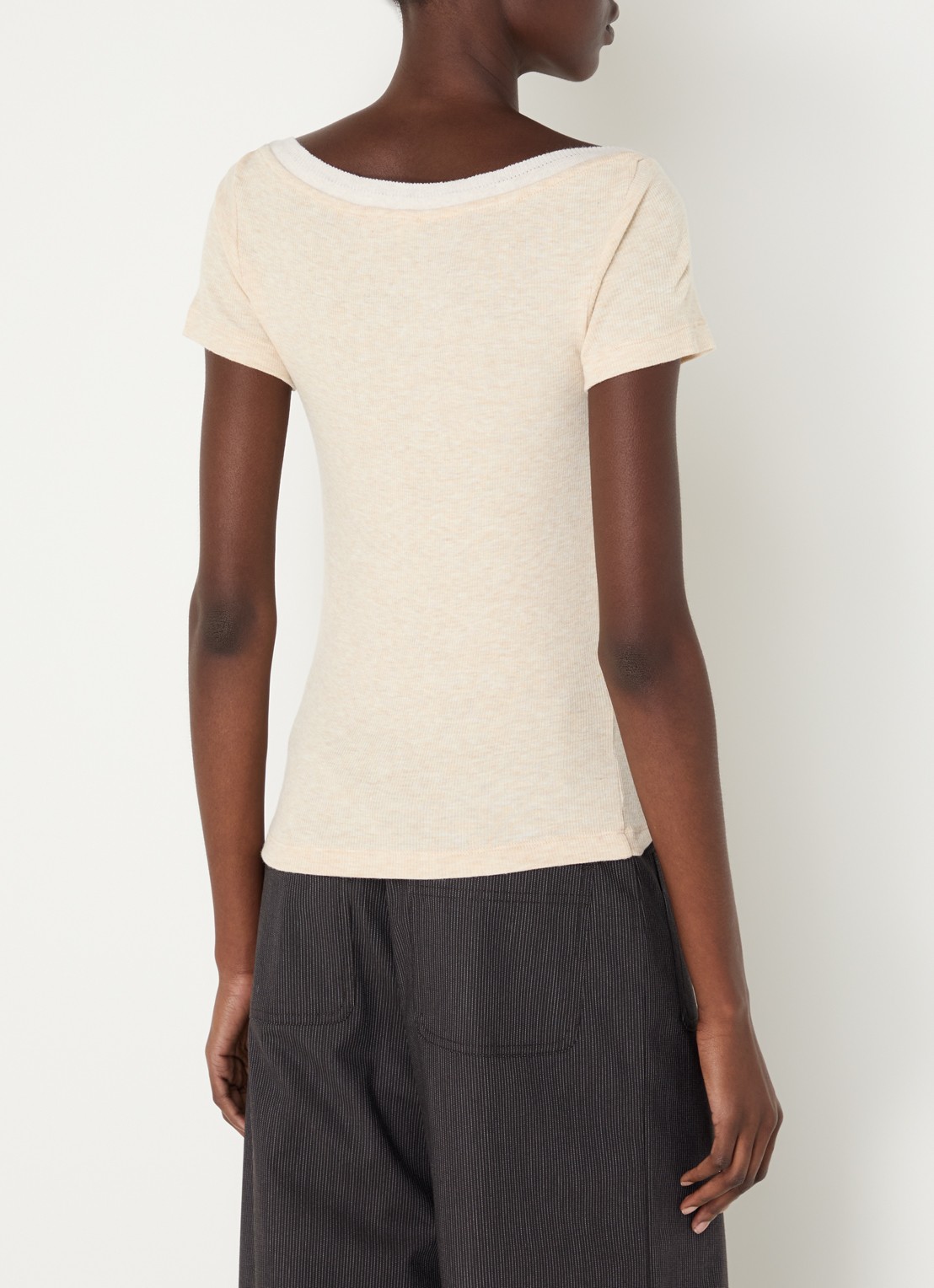 Sessùn Romuald T-shirt in wolblend met boothals - achterkant 4 beige