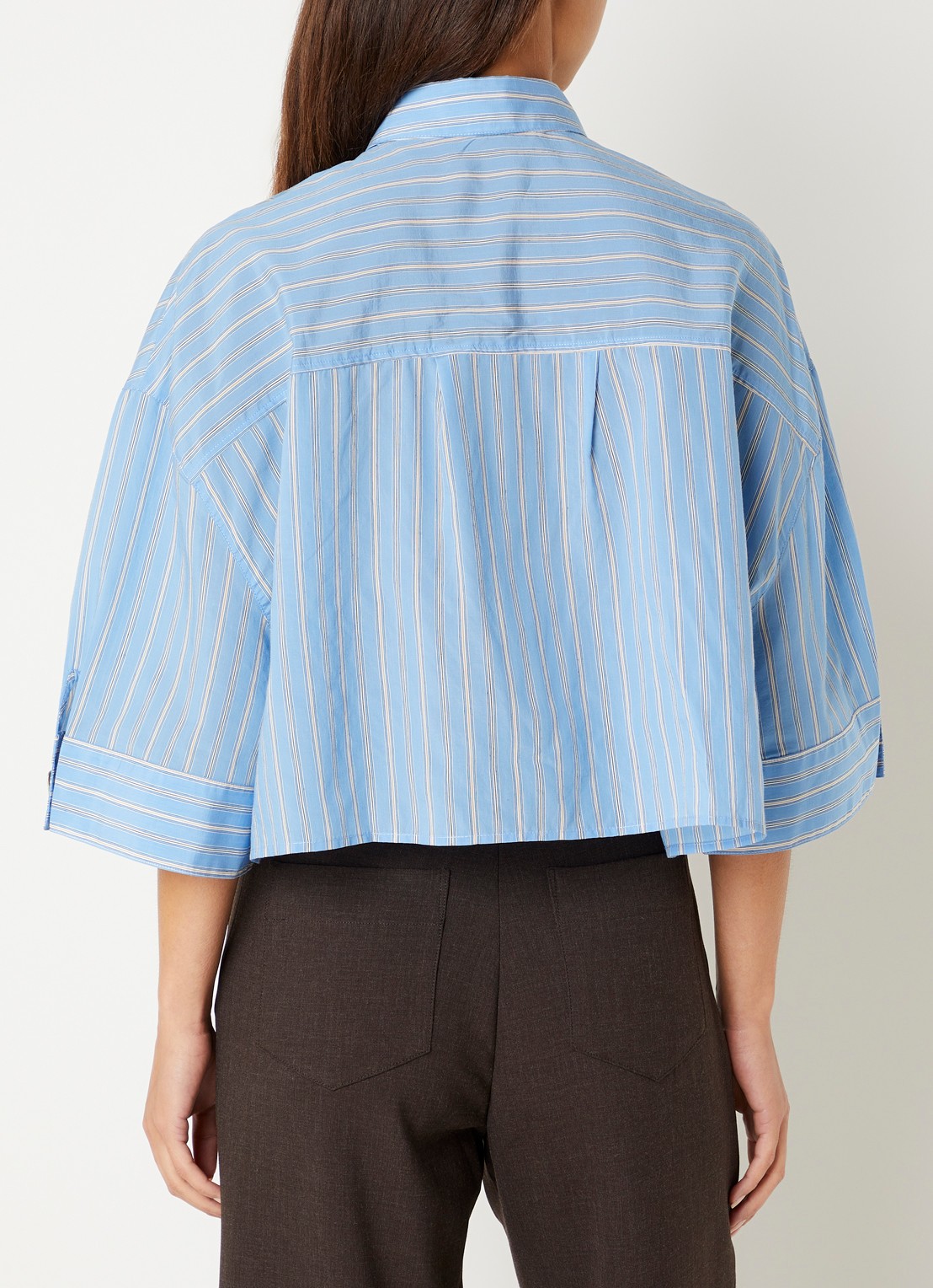 Sessùn Rythmia cropped blouse met streepprint - achterkant 4 lichtblauw