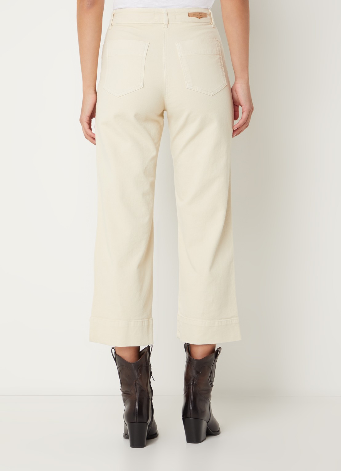 Sessùn Seakey high waist cropped regular fit jeans met opgestikte zakken - achterkant creme
