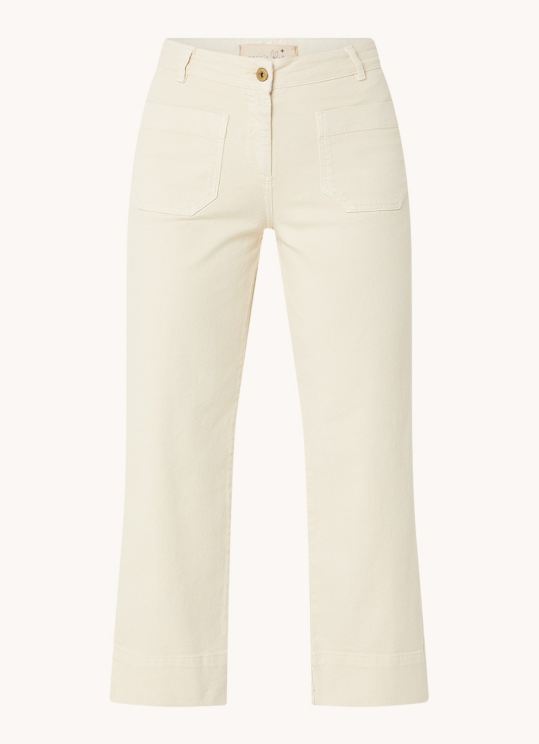 Sessùn Seakey high waist cropped regular fit jeans met opgestikte zakken - voorkant 2 creme