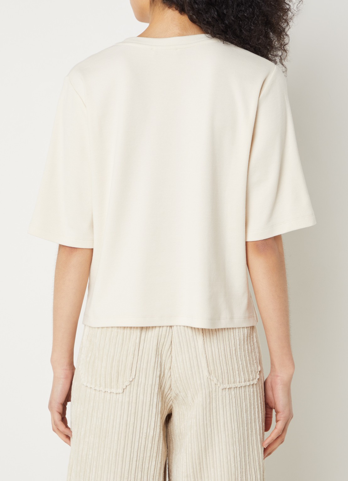 Sessùn Serge T-shirt met ribstructuur - achterkant 3 beige
