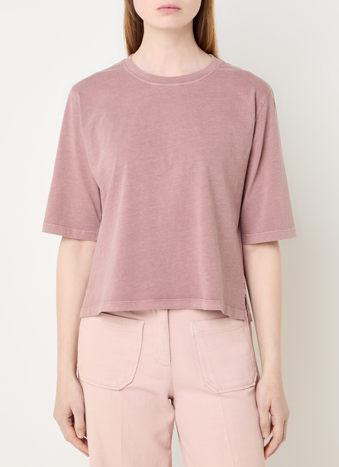 Sessùn Sergio T-shirt met ronde hals - detail oudroze