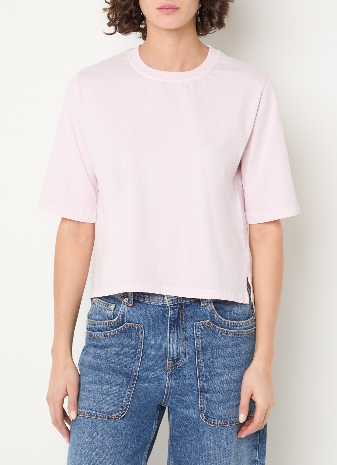 Sessùn Sergio T-shirt met ronde hals - detail 4 lichtroze