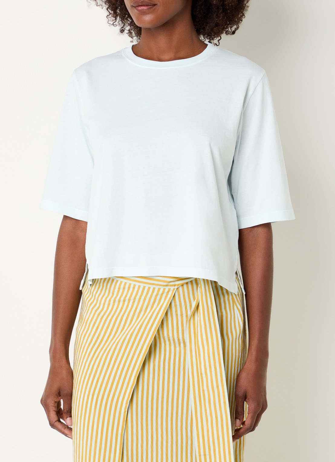 Sessùn Sergio T-shirt met ronde hals - detail 4 lichtblauw