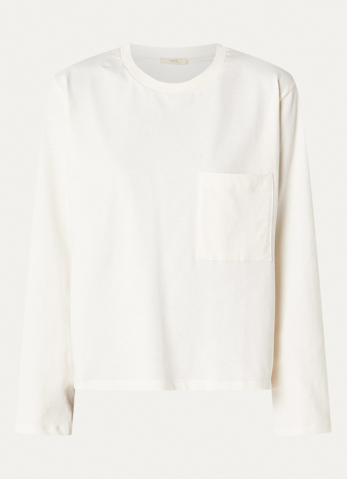 Sessùn Severiano long sleeve met borstzak - voorkant wit