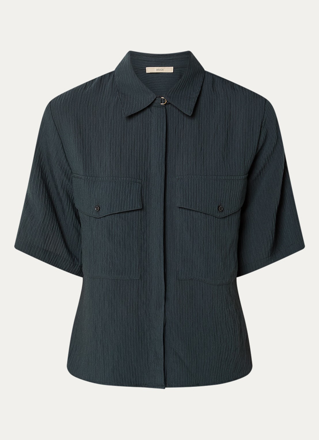 Sessùn Simonin blouse met structuur - voorkant 3 petrol