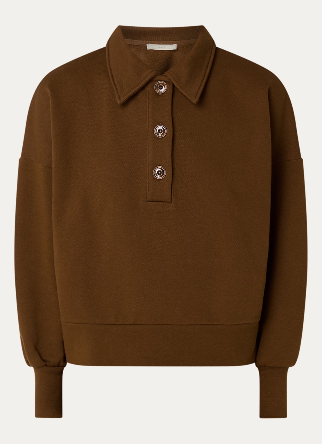 Sessùn Sweater met polokraag - voorkant bruin