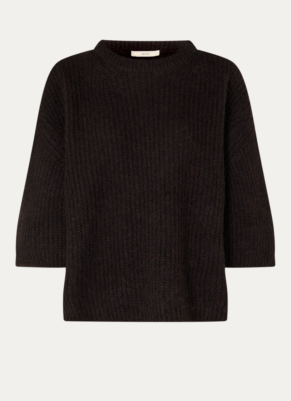 Sessùn Tallon ribgebreide trui in alpaca wolblend - voorkant 3 bruin