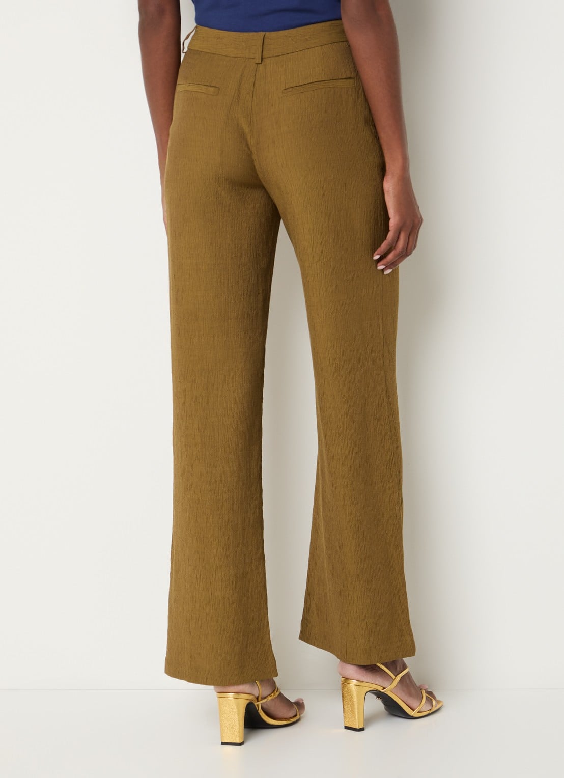 Sessùn Tancreto high waist flared fit pantalon met steekzakken - achterkant 4 brons