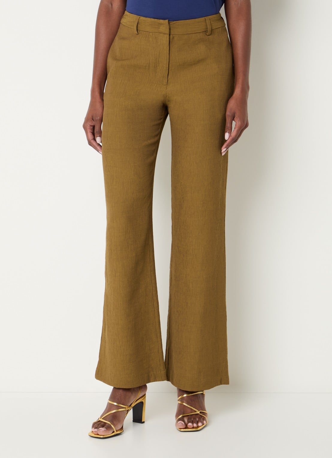 Sessùn Tancreto high waist flared fit pantalon met steekzakken - detail 3 brons