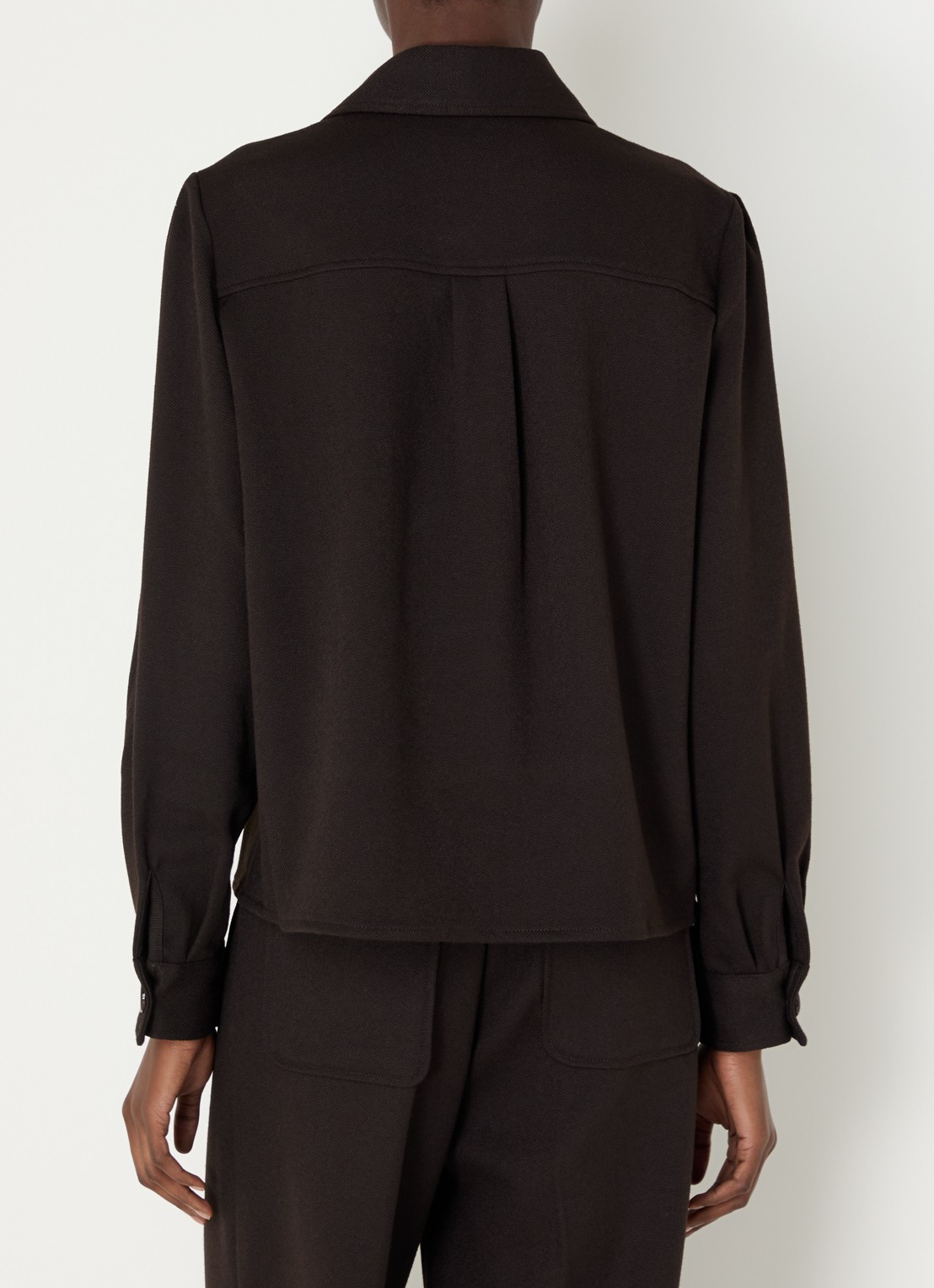 Sessùn Theodore blouse met opgestikte zakken - achterkant 4 bruin