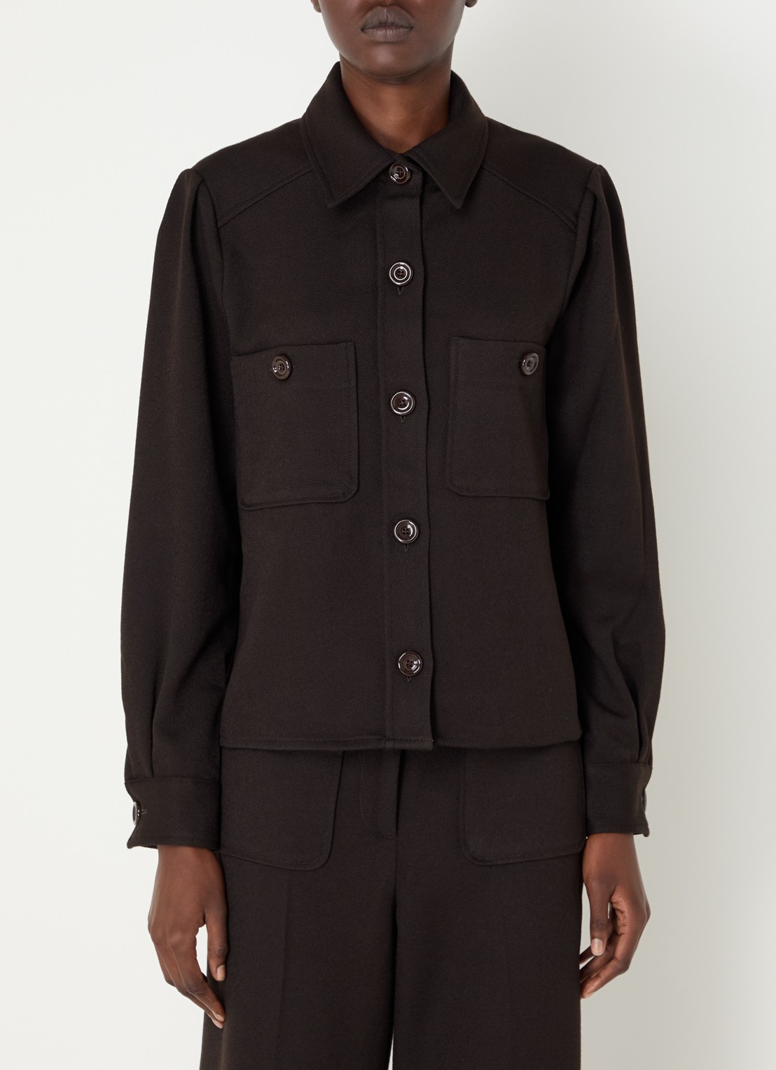 Sessùn Theodore blouse met opgestikte zakken - detail 3 bruin