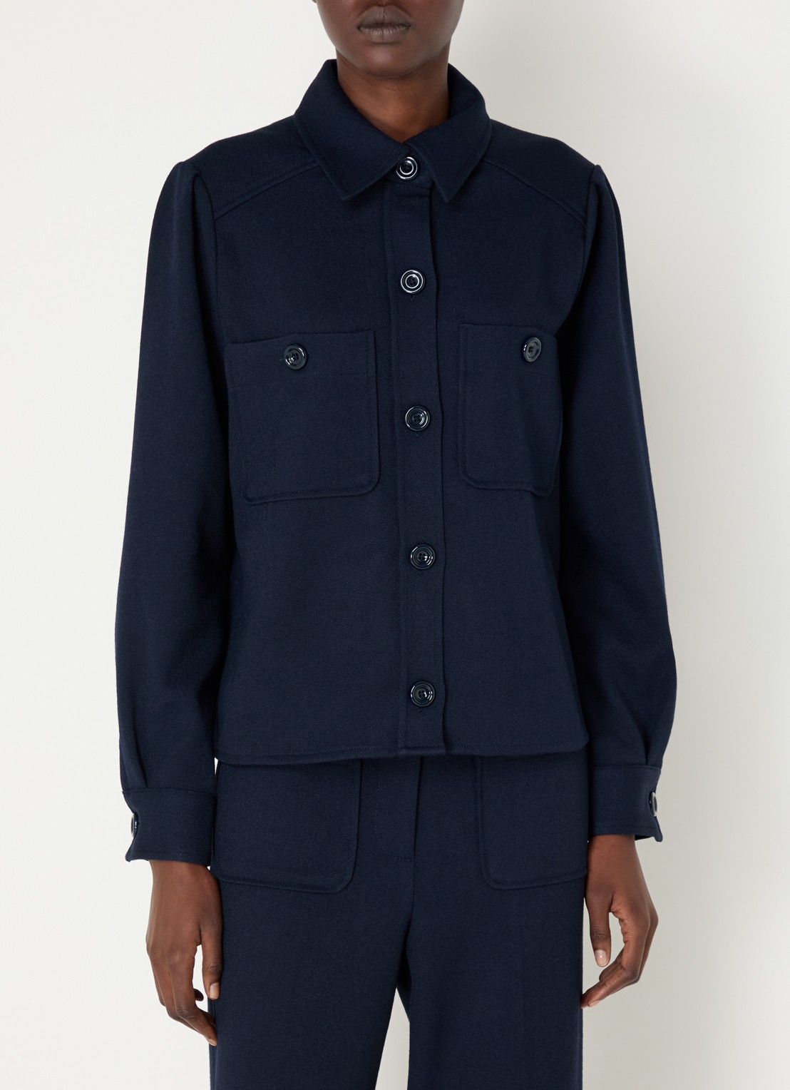Sessùn Theodore blouse met opgestikte zakken - detail 4 donkerblauw