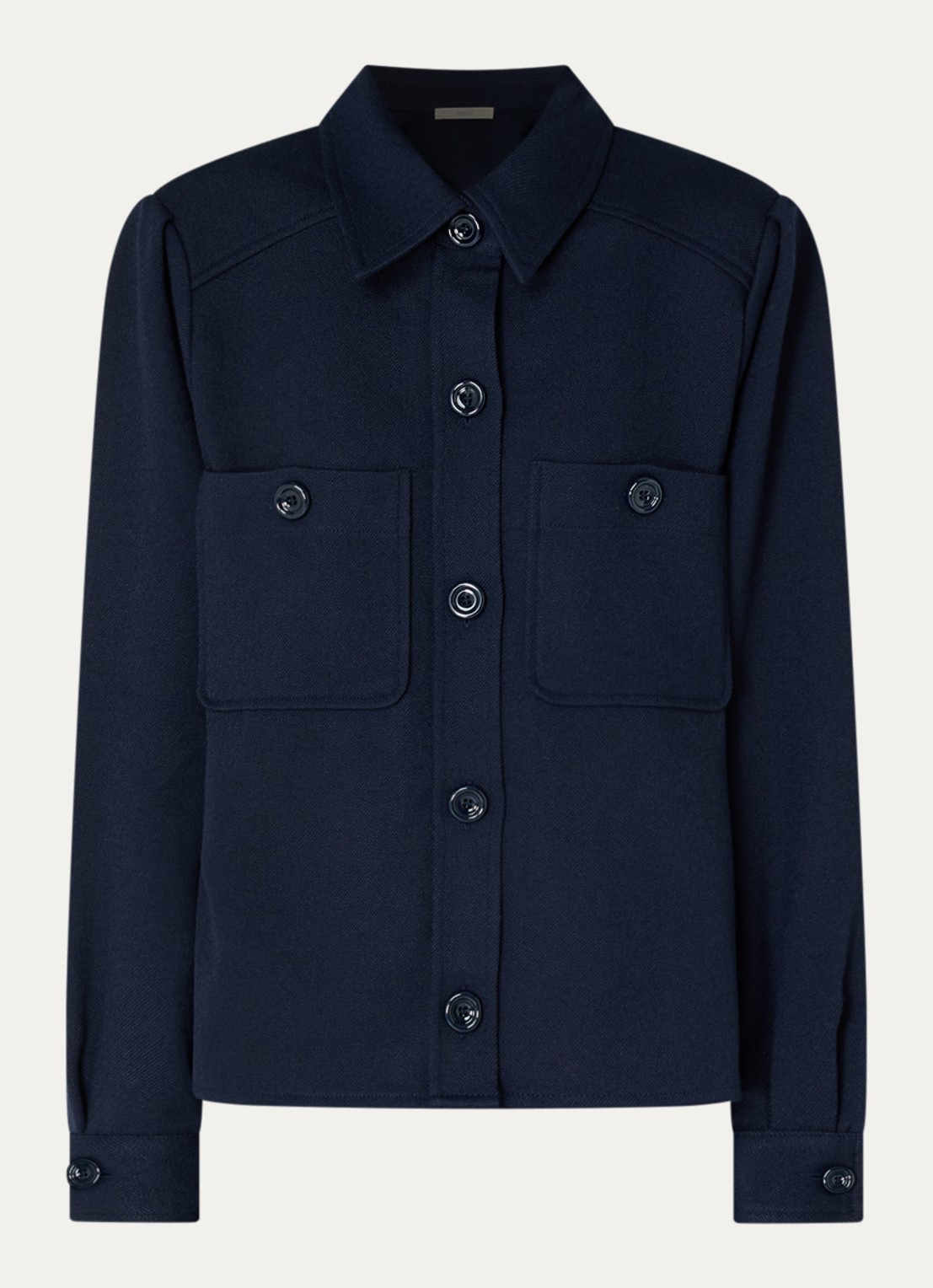 Sessùn Theodore blouse met opgestikte zakken - voorkant donkerblauw
