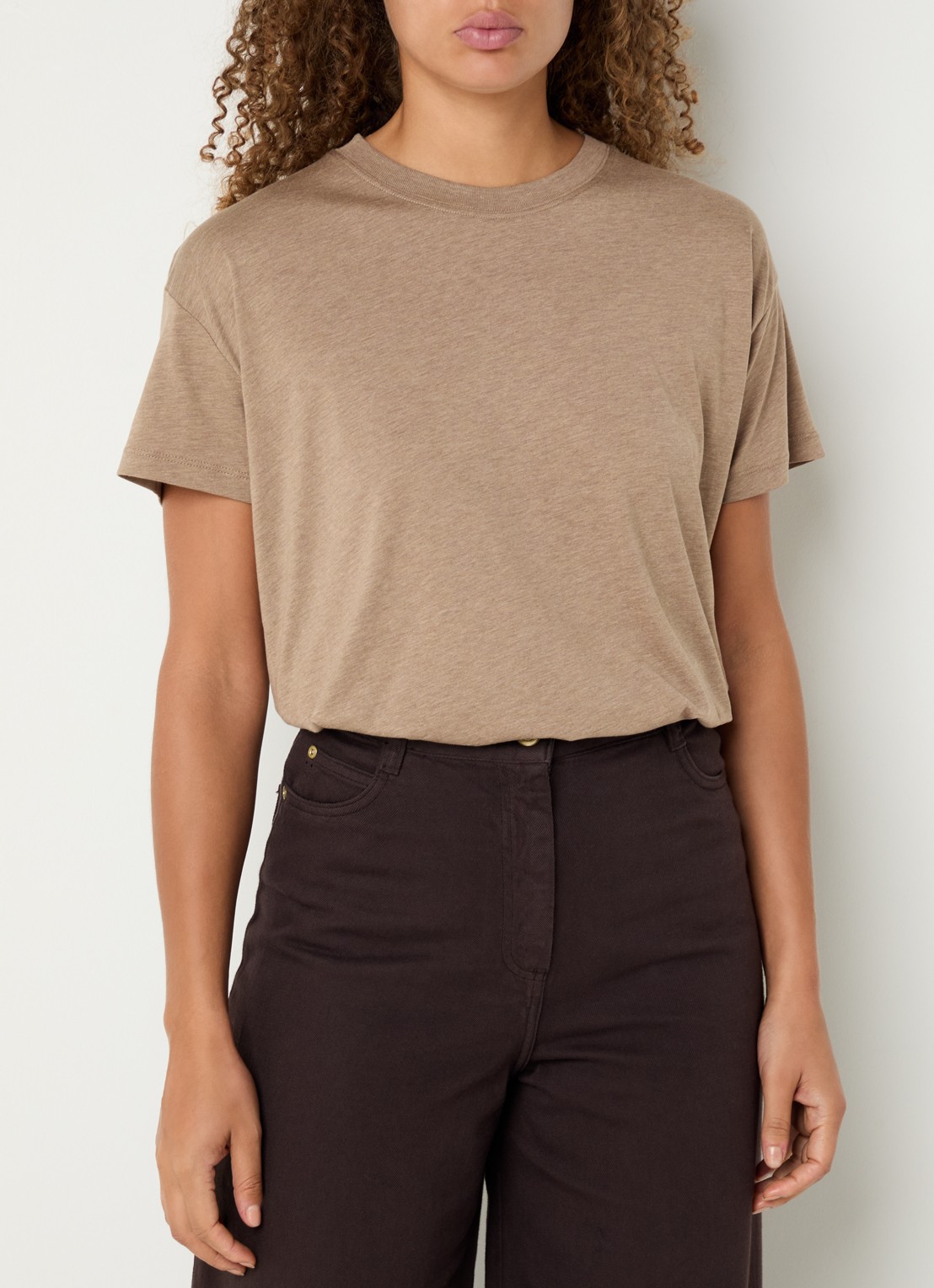 Sessùn Too cropped T-shirt  - detail 4 donkerbeige