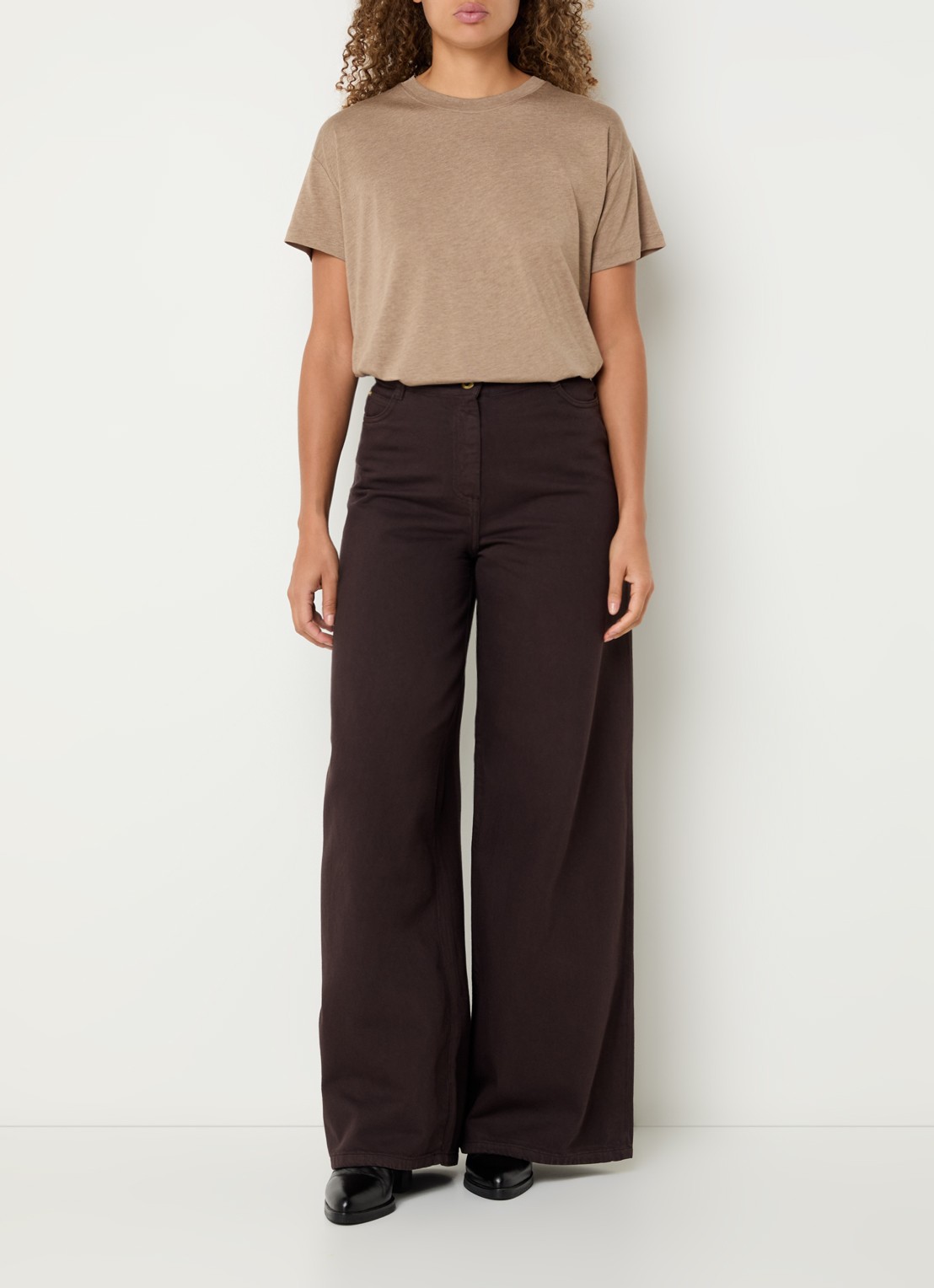 Sessùn Too cropped T-shirt  - voorkant 3 donkerbeige