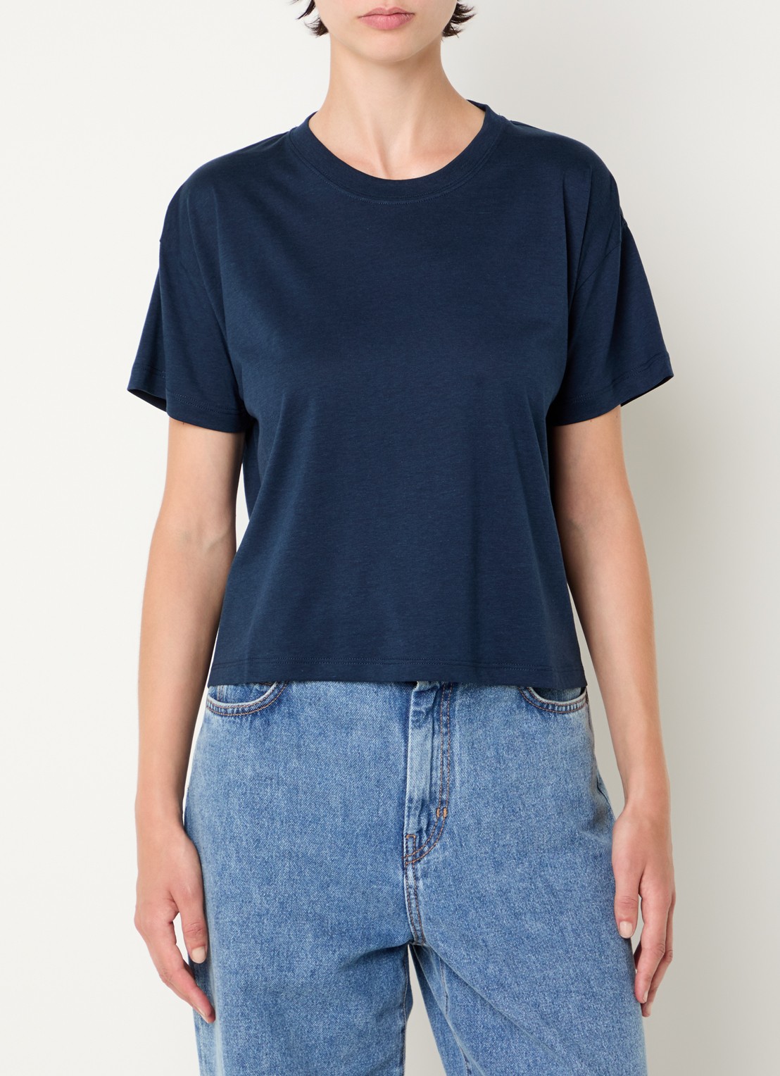 Sessùn Too cropped T-shirt  - detail 3 donkerblauw