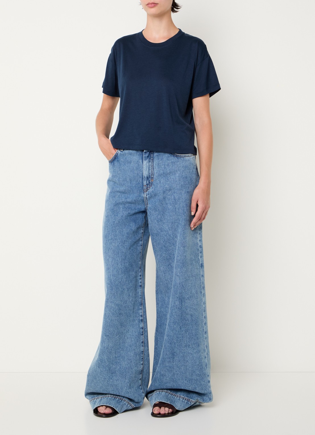 Sessùn Too cropped T-shirt  - voorkant 2 donkerblauw