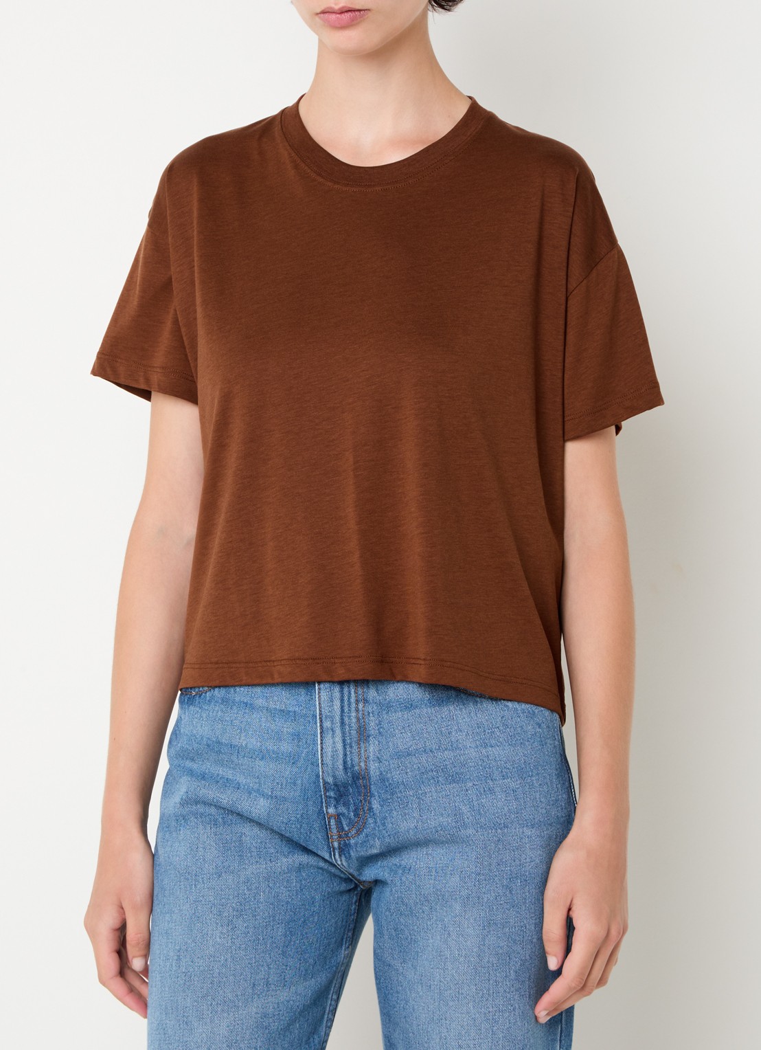 Sessùn Too cropped T-shirt  - detail kastanjebruin