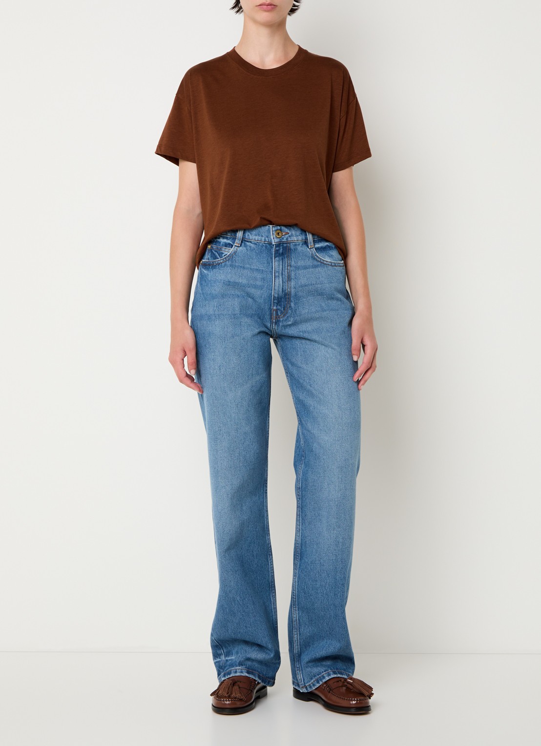 Sessùn Too cropped T-shirt  - voorkant 4 kastanjebruin