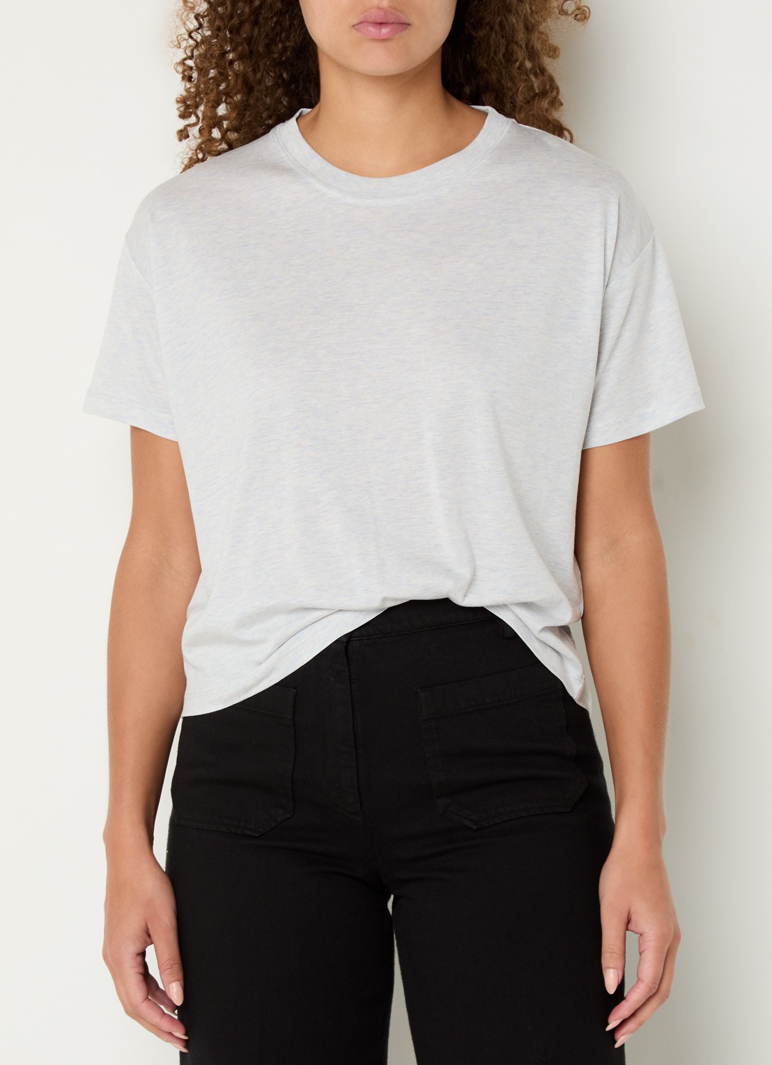 Sessùn Too T-shirt  met gemêleerd dessin - detail 4 lichtgrijs
