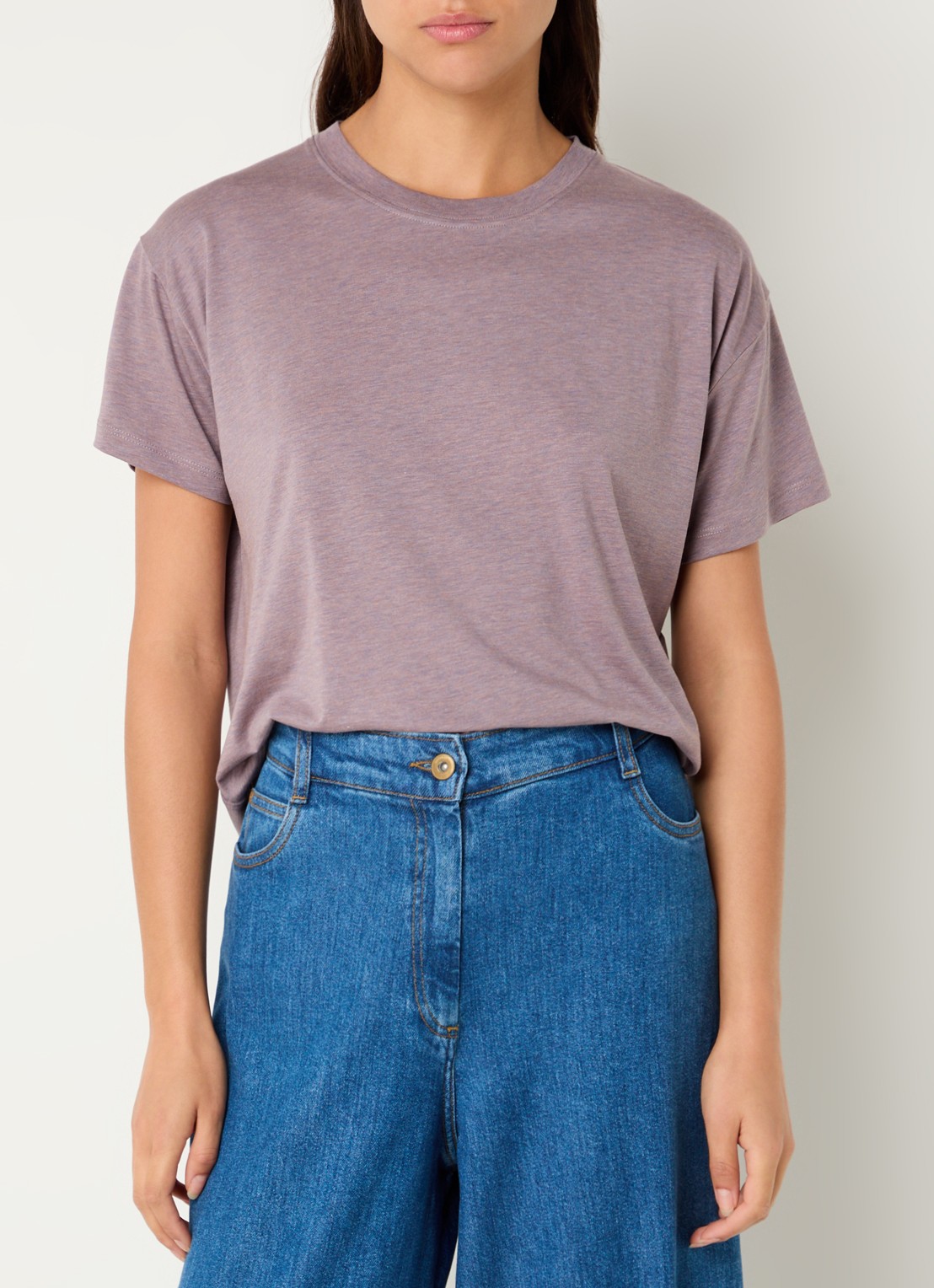 Sessùn Too T-shirt  met gemêleerd dessin - detail taupe