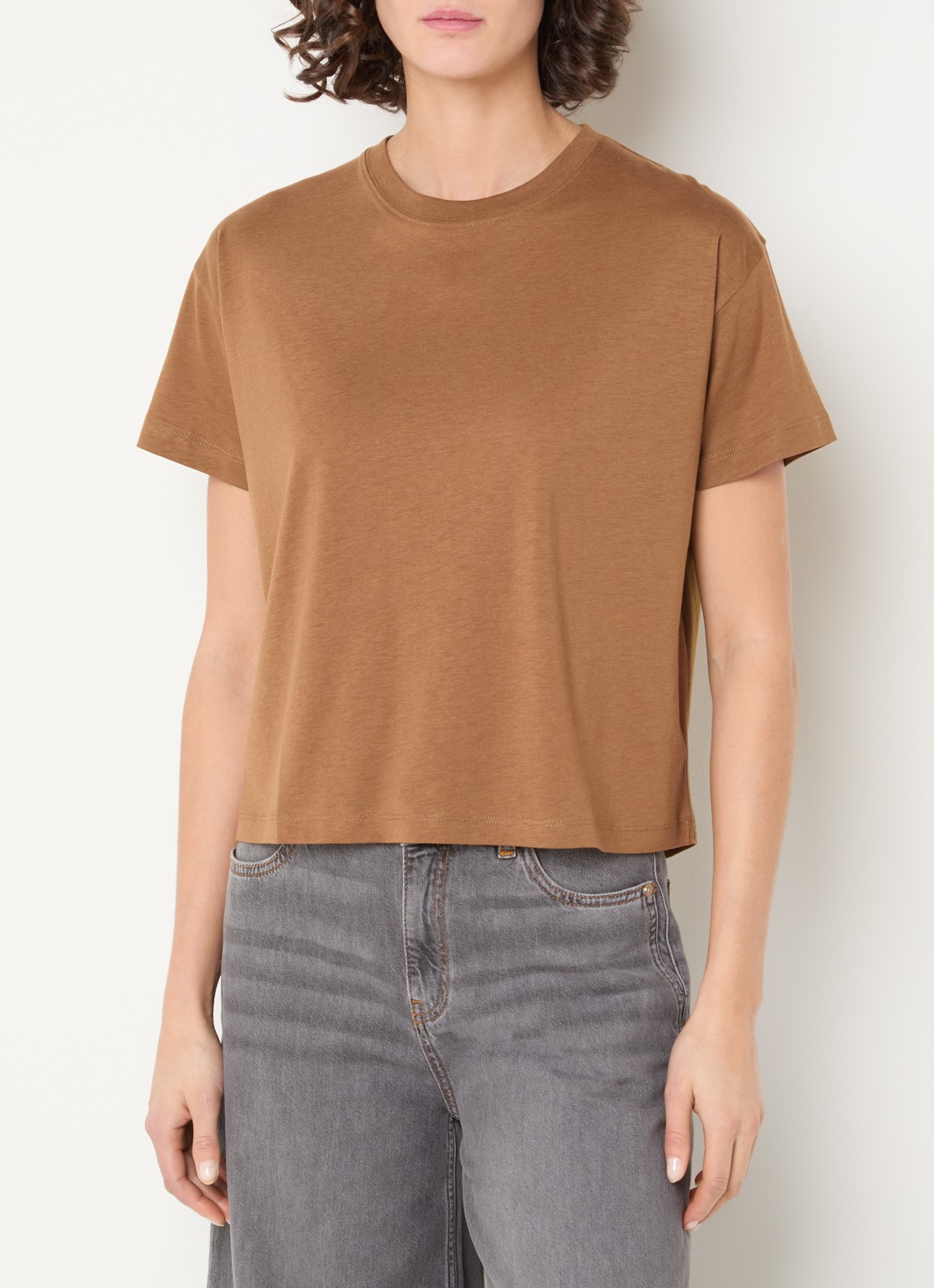 Sessùn Too T-shirt met ronde hals - detail 4 cognac