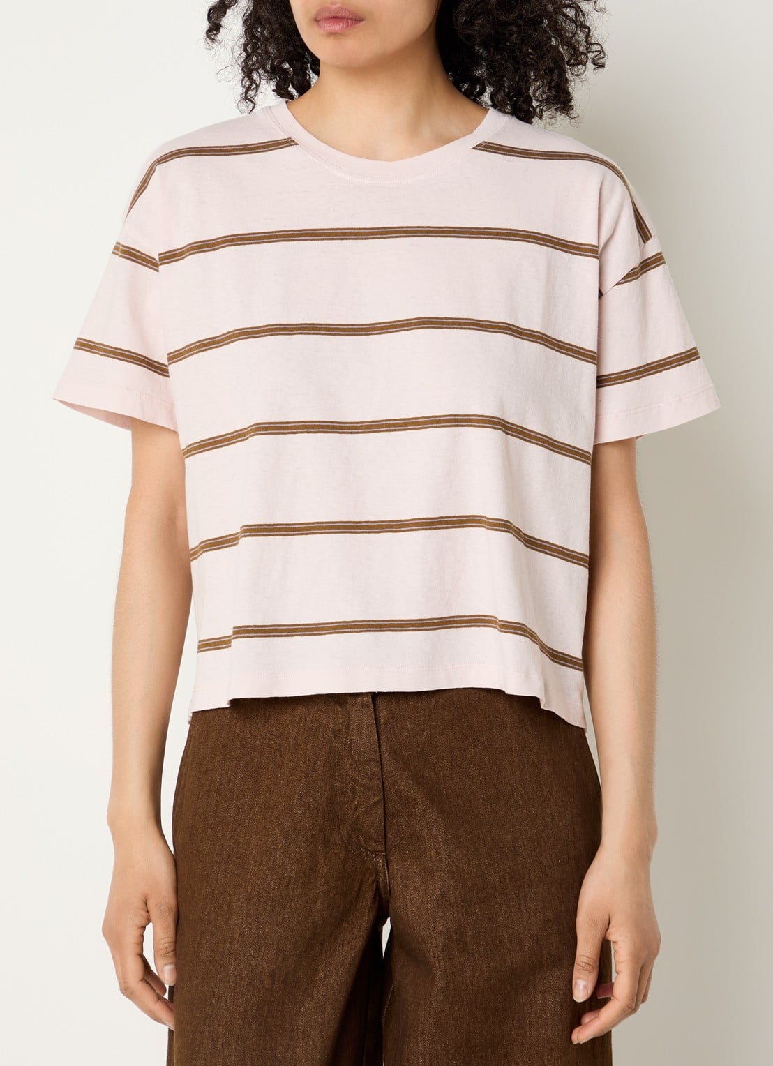 Sessùn Tooli T-shirt met streepprint - detail 4 lichtroze