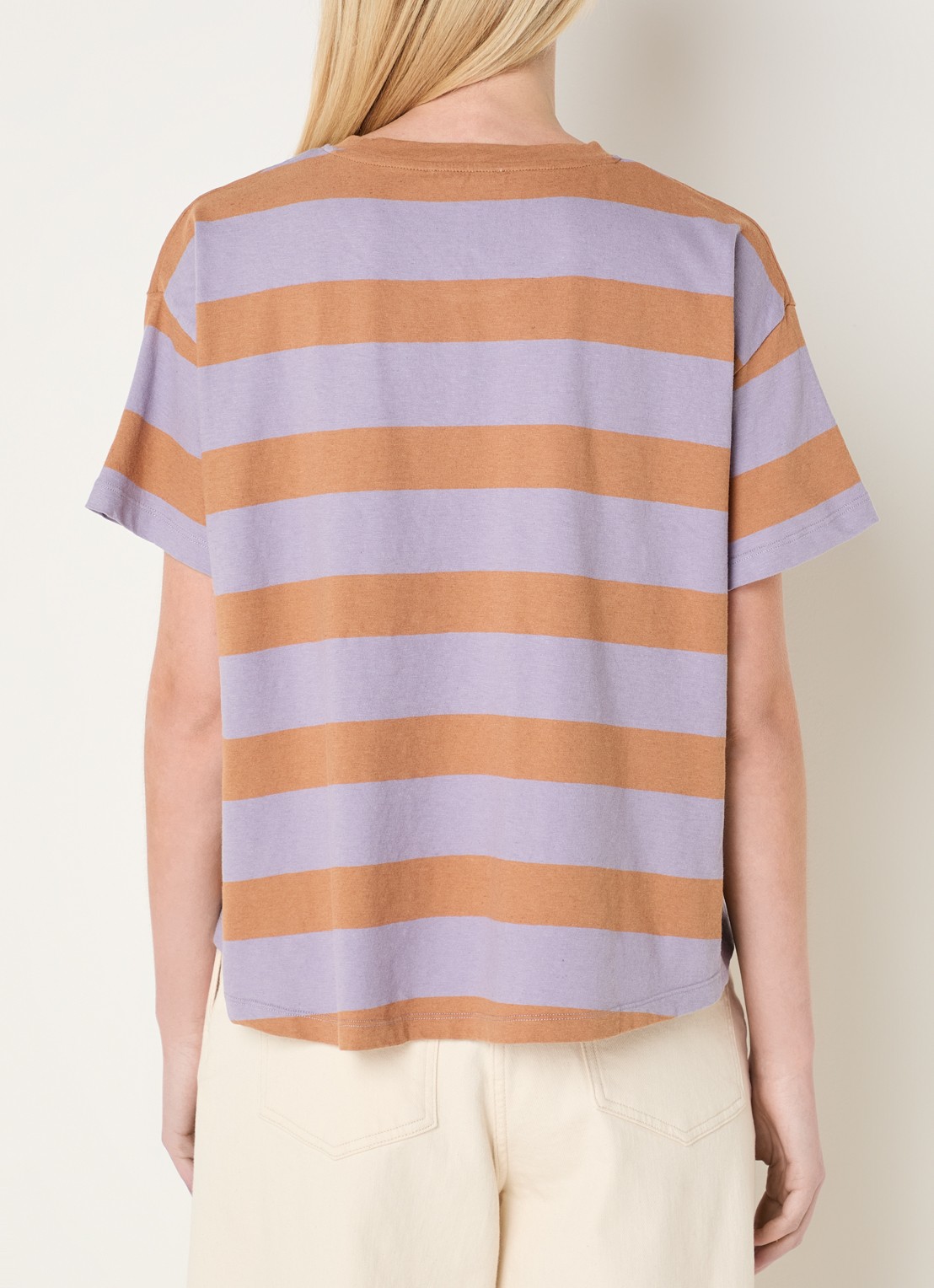 Sessùn Tooli T-shirt met streepprint - achterkant 3 roestbruin