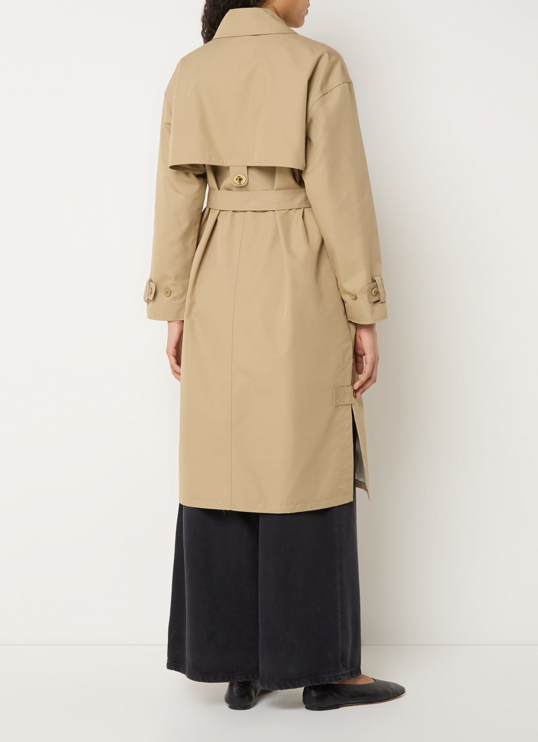 Sessùn Trenchliss trenchcoat met steekzakken en strikceintuur - achterkant camel