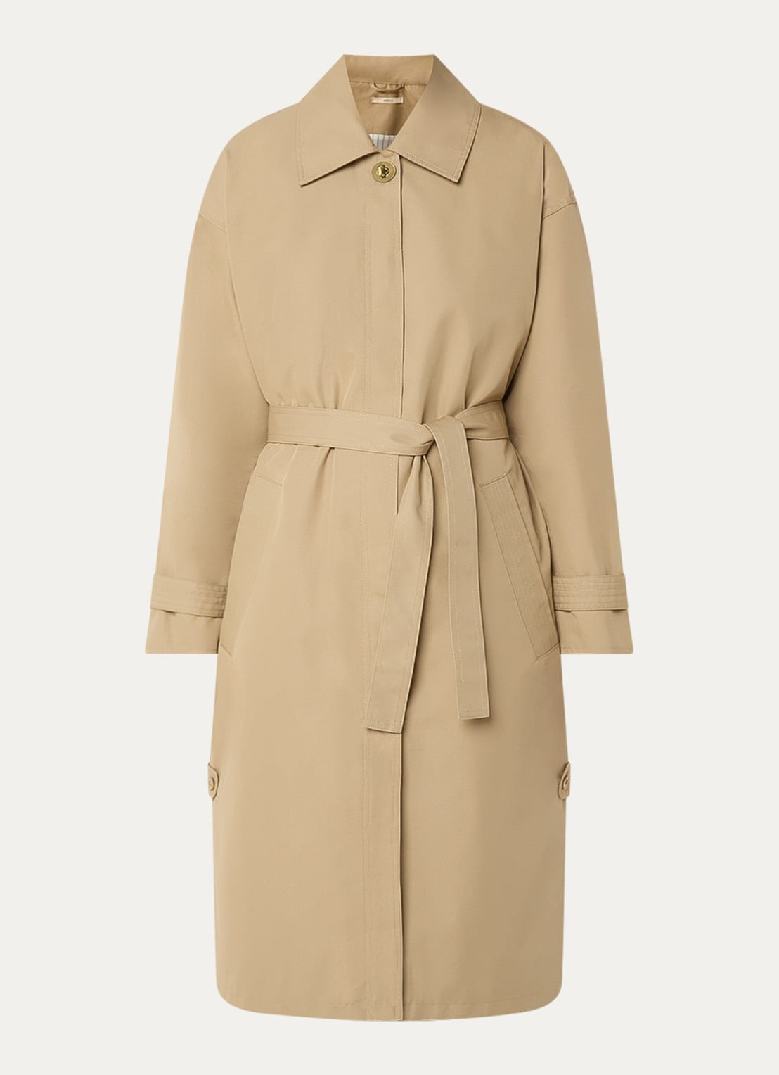 Sessùn Trenchliss trenchcoat met steekzakken en strikceintuur - voorkant 2 camel