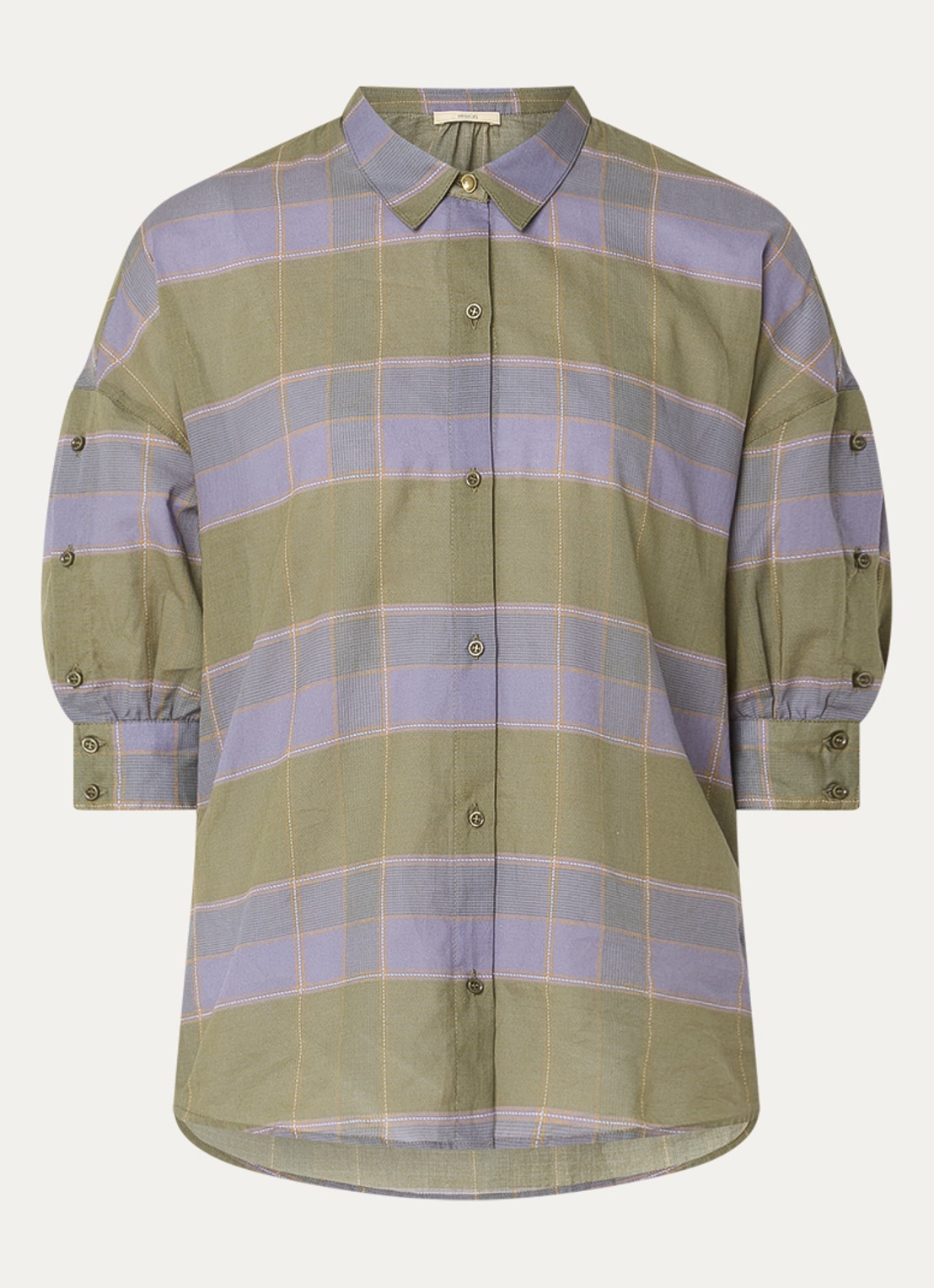 Sessùn Valea blouse met ruitdessin  - voorkant 3 groen