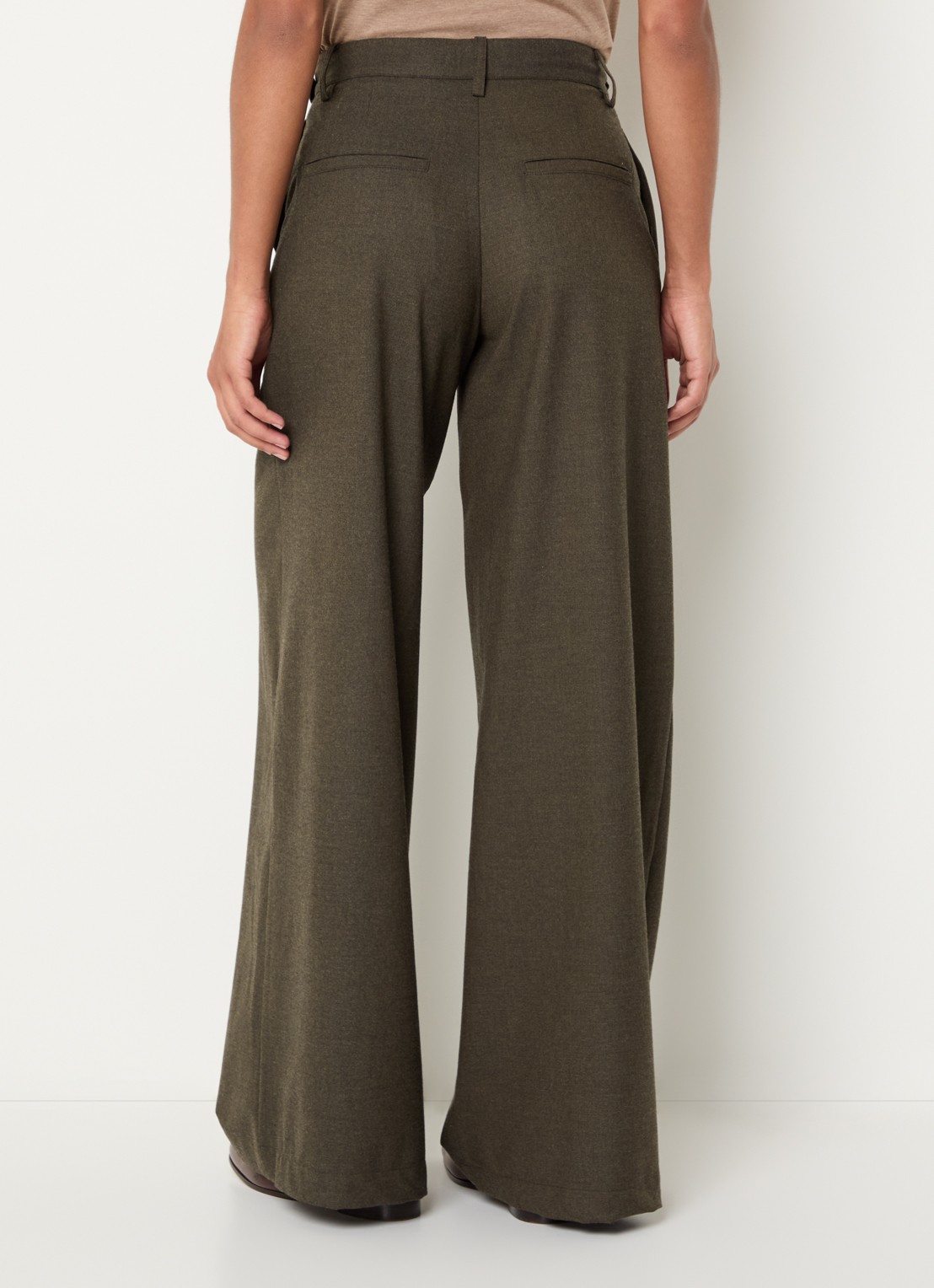 Sessùn Wesley high waist wide fit pantalon met steekzakken - achterkant 3 bruin