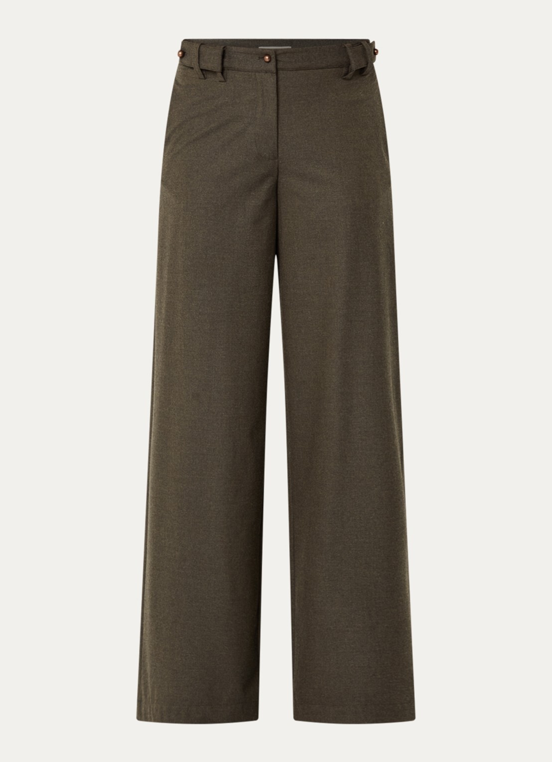Sessùn Wesley high waist wide fit pantalon met steekzakken - voorkant bruin