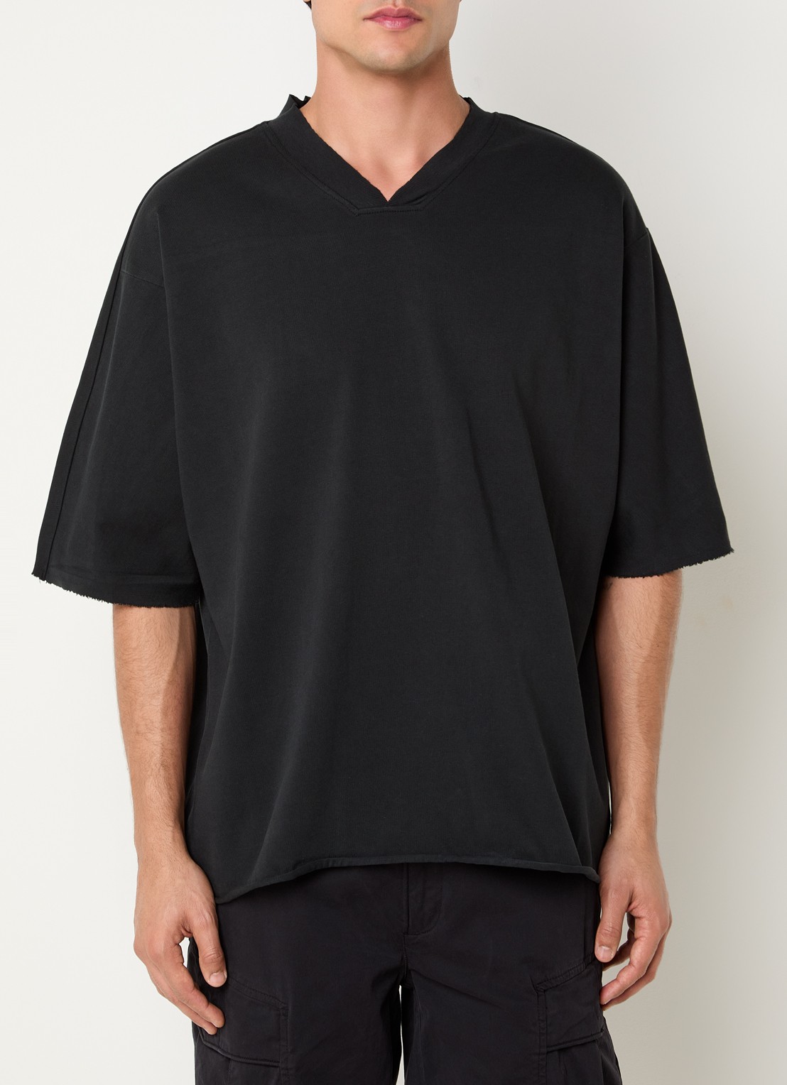Seventh Kimono T-shirt met V-hals - detail 2 zwart