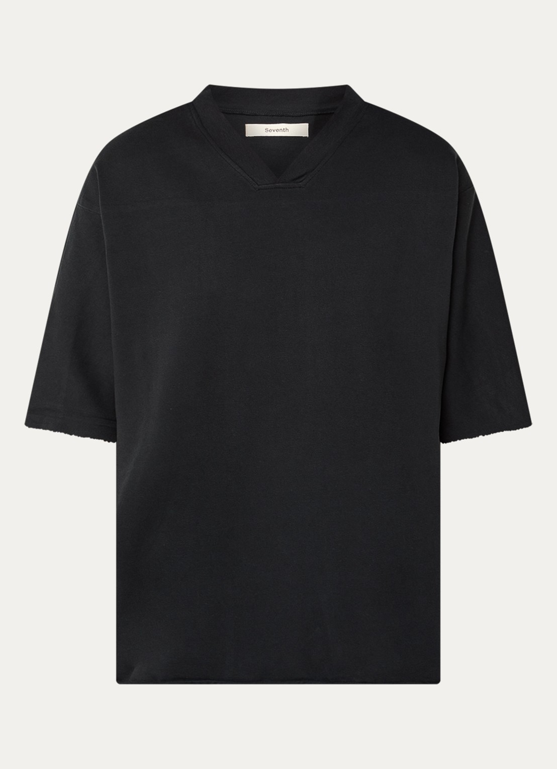 Seventh Kimono T-shirt met V-hals - voorkant 3 zwart