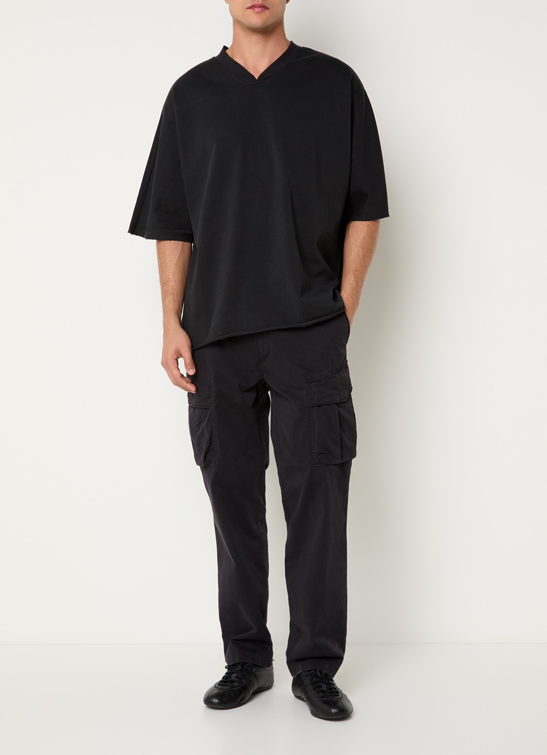 Seventh Kimono T-shirt met V-hals - voorkant 4 zwart