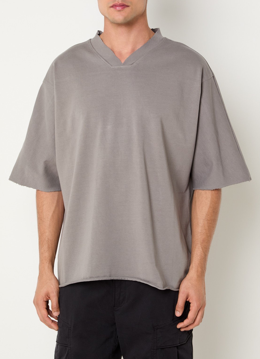 Seventh Kimono T-shirt met V-hals - detail 4 grijs