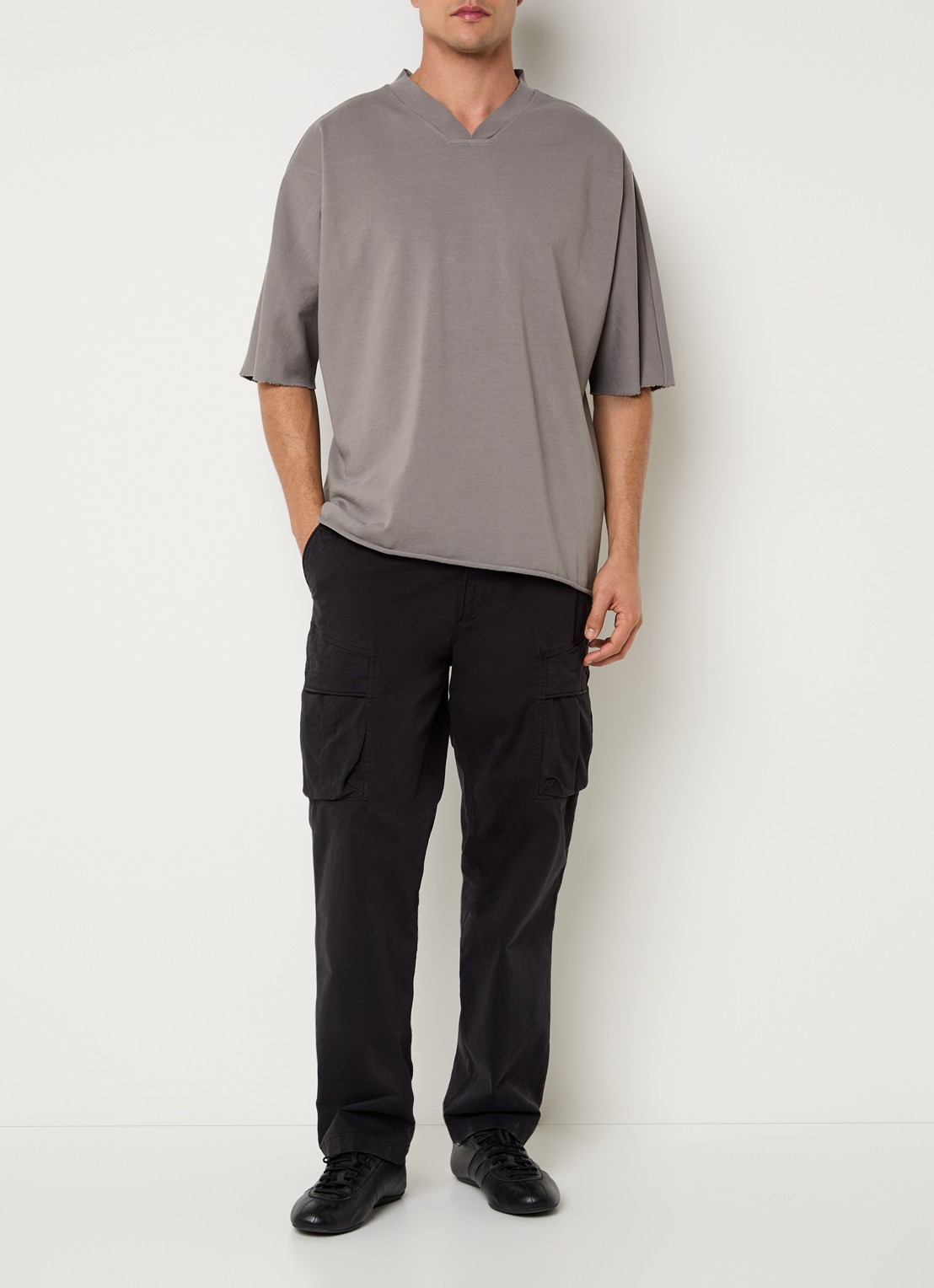 Seventh Kimono T-shirt met V-hals - voorkant 3 grijs