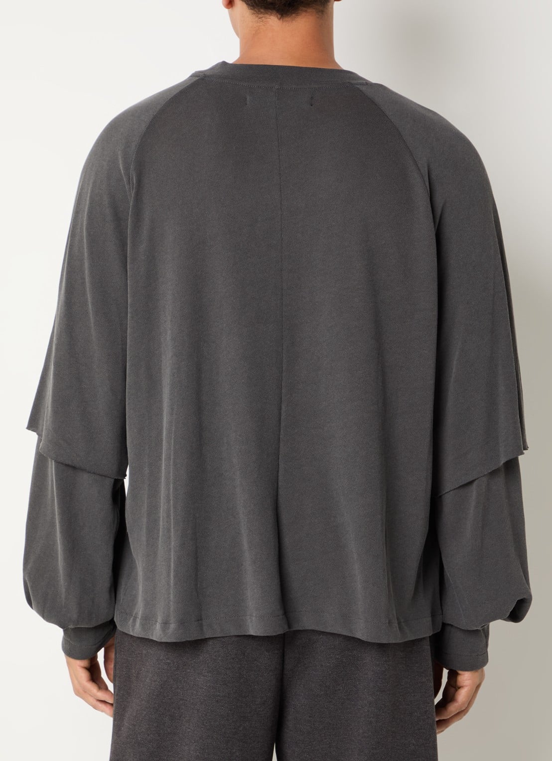 Seventh Longsleeve met ronde hals - achterkant 3 donkergrijs