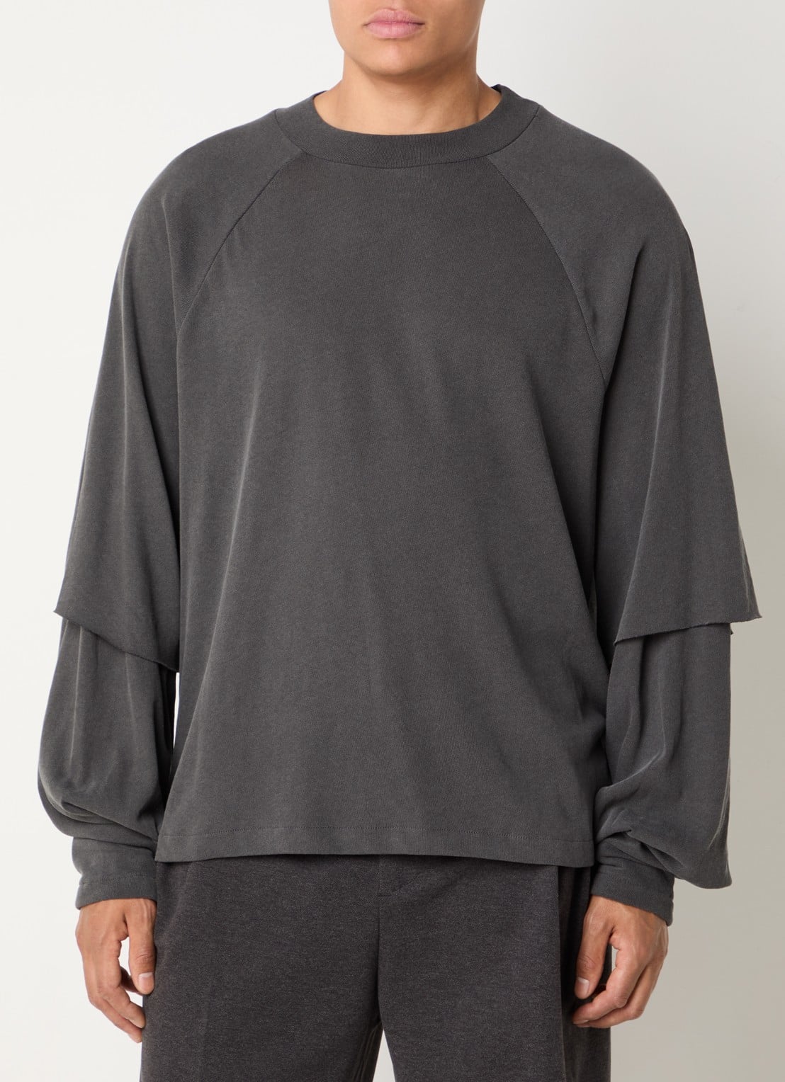 Seventh Longsleeve met ronde hals - detail 4 donkergrijs