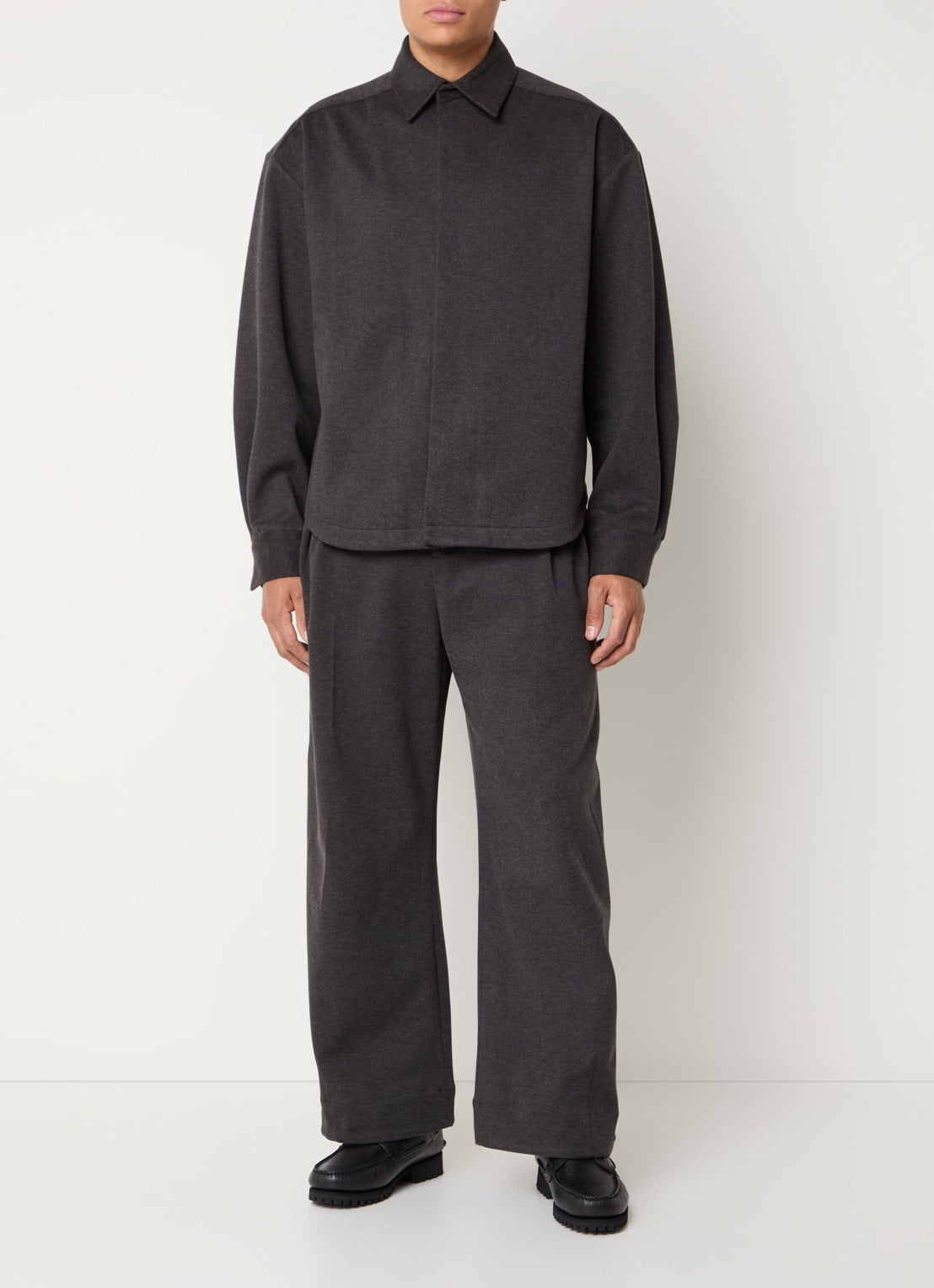 Seventh M5 Oxford oversized overhemd met steekzakken - voorkant 2 antraciet