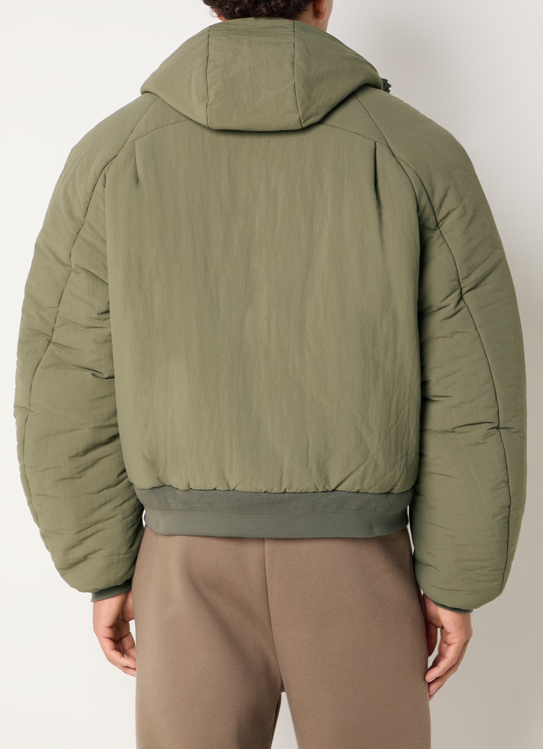 Seventh Orb puffer jack van canvas met capuchon en steekzakken - achterkant mosgroen