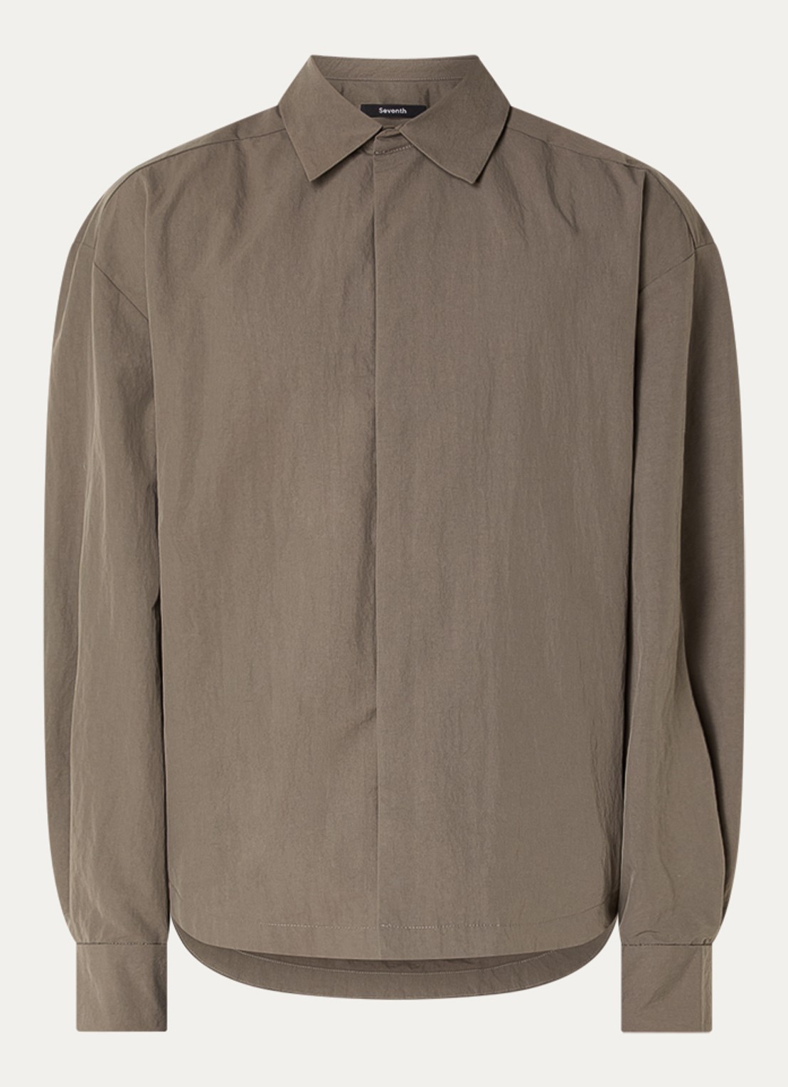 Seventh Oxford overshirt met steekzakken - voorkant 2 beige