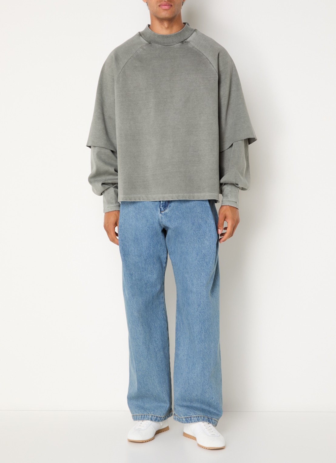 Seventh Raglan sweater met ronde hals - voorkant 4 olijfgroen