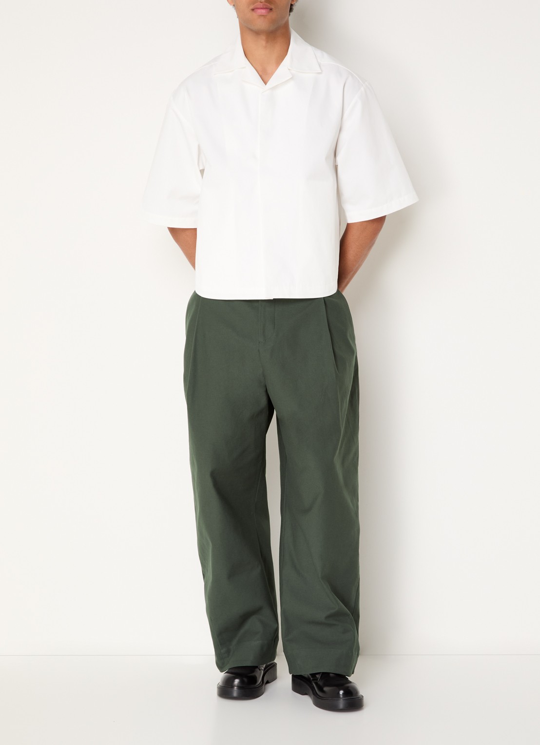 Seventh Wide fit pantalon met steekzakken - voorkant 2 bronsgroen