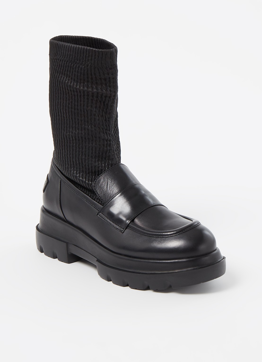 Shabbies Amsterdam Miki loafer van leer - voorkant 4 zwart